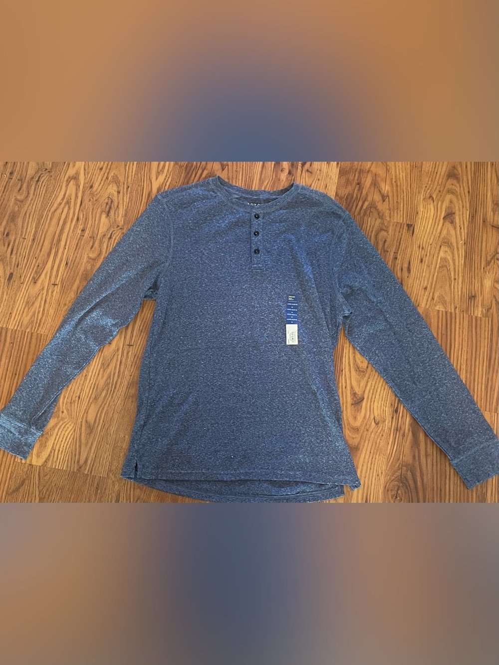 Men's Long Sleeve Henley Shirt - Blue New